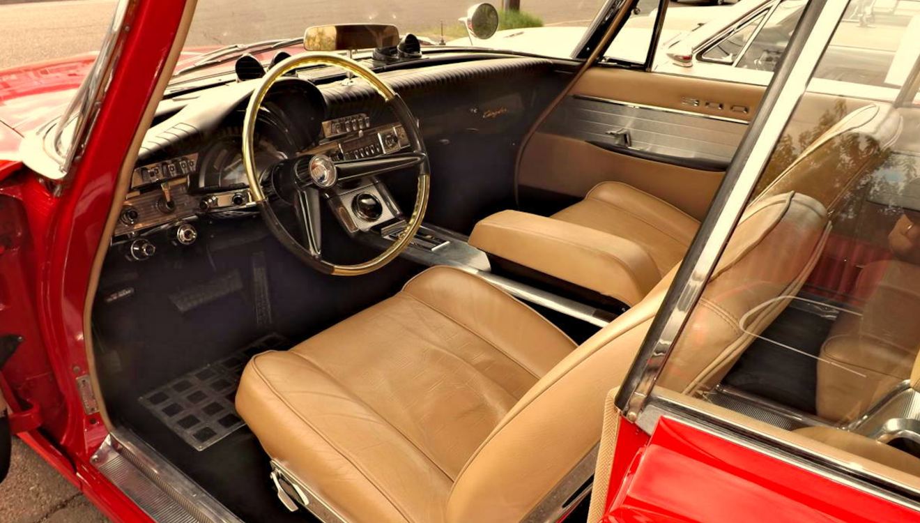 Tan leather interior of a Chrysler 300